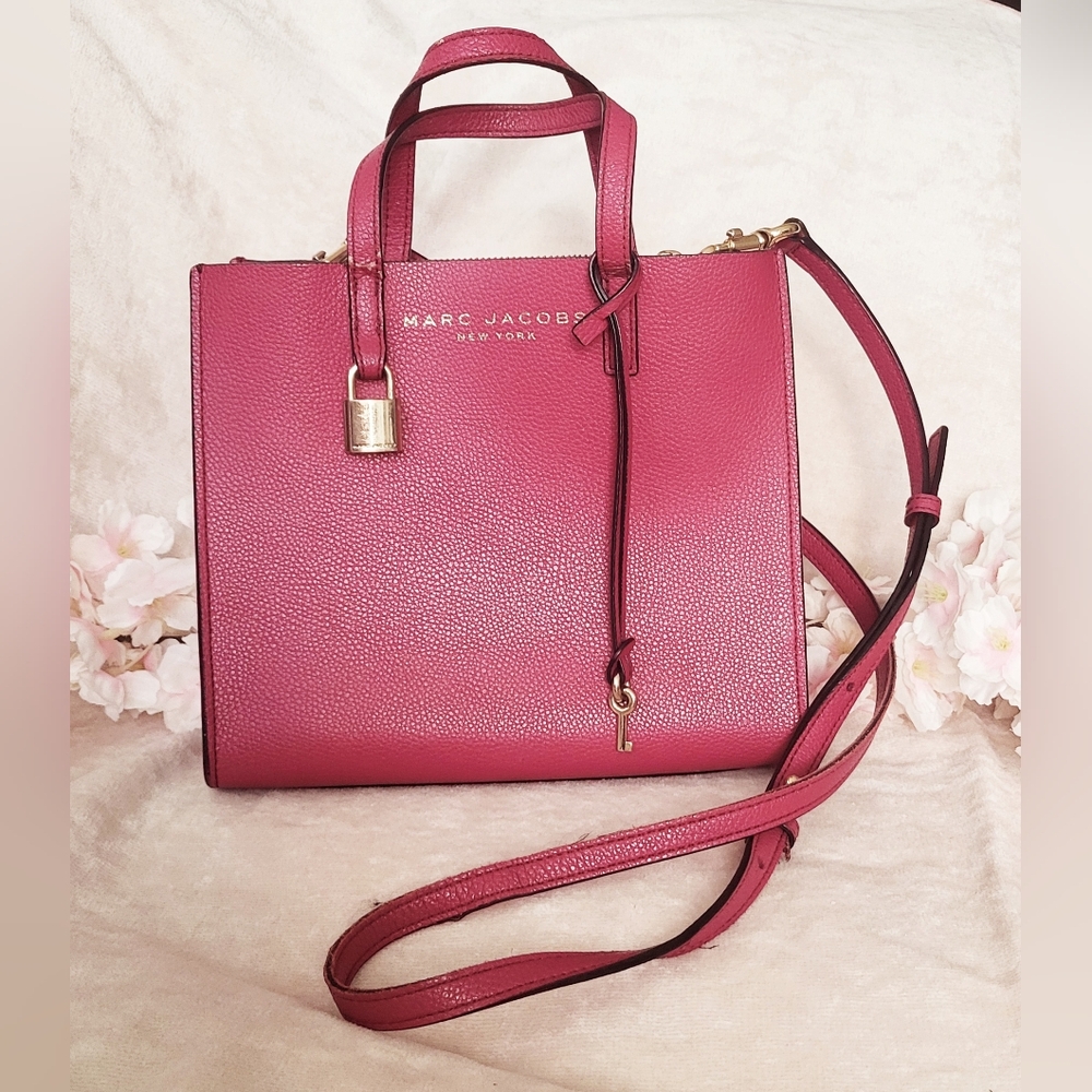 Marc Jacobs Pomegranate Red Leather Tote Crossbody Bag